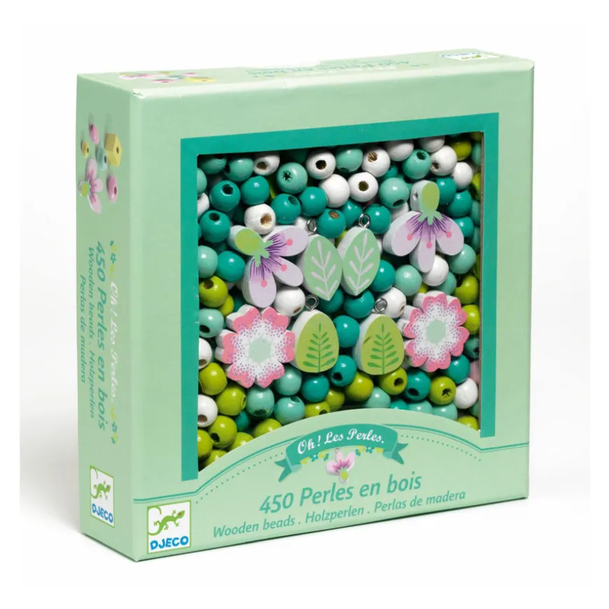 Djeco Schmuck basteln Holzperlen Blu00e4tter & Blu00fcten