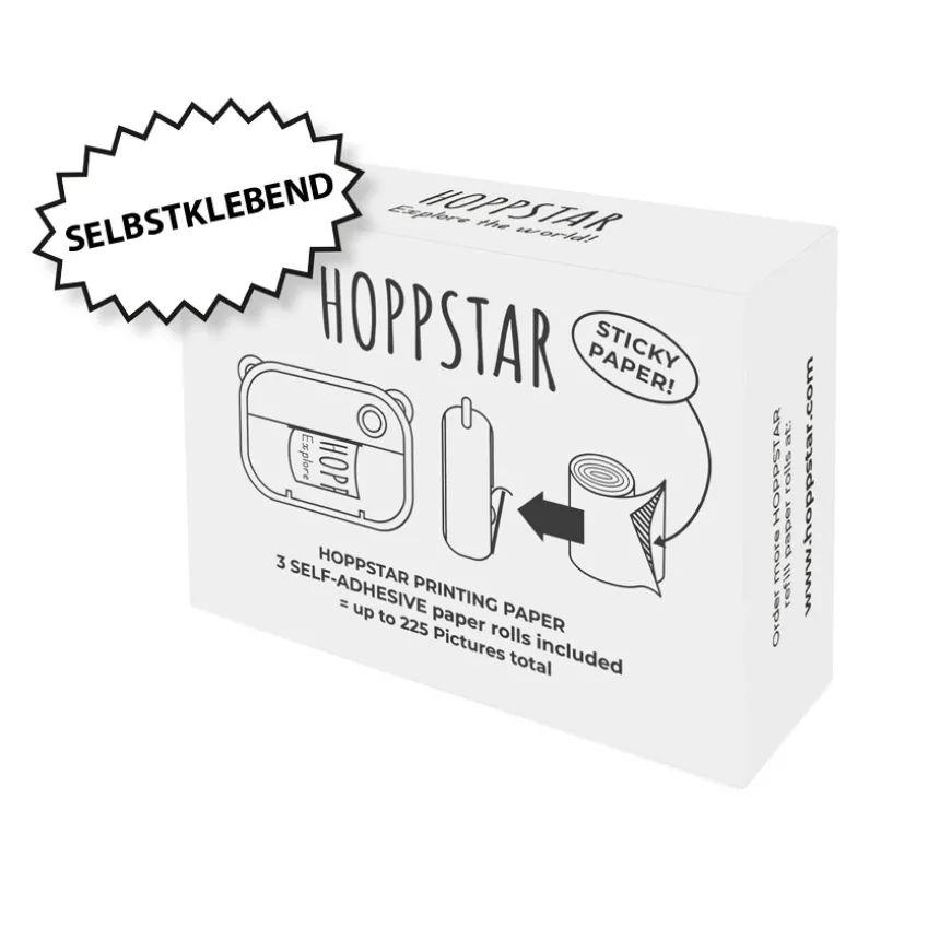 Hoppstar Papierrollen selbstklebend Nachfu00fcllpack fu00fcr Kinderkamera Artist 3er-Set