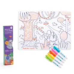 Moulin Roty Tischset & 5 abwaschbare Filzstifte Toupitis