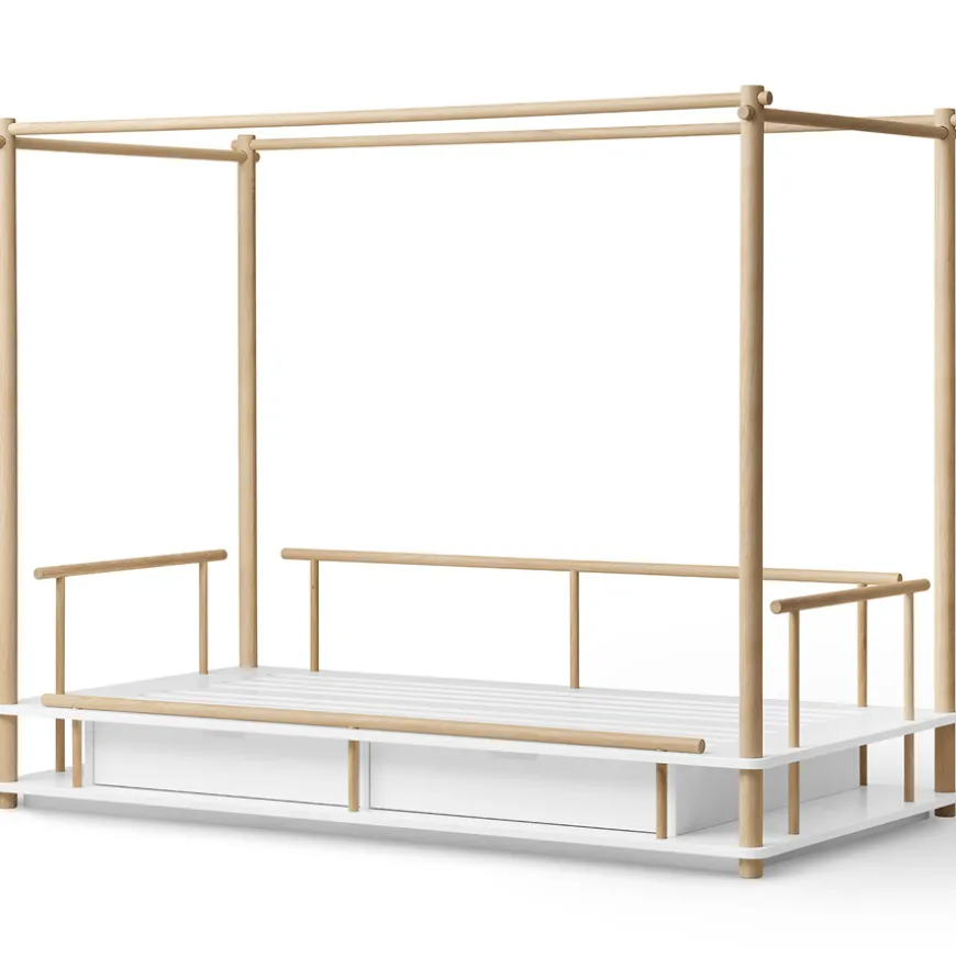 Oliver Furniture Camp Himmelbett 90x180 cm weiu00df/Eiche