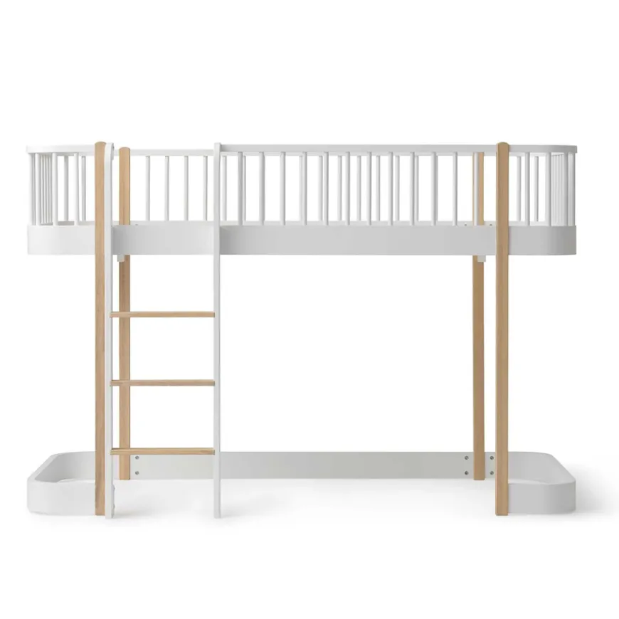 Oliver Furniture halbhohes Hochbett Wood Original Weiu00df/Eiche - Leiter vorne 138 cm