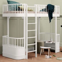 Oliver Furniture Hochbett Wood Original Weiu00df - Leiter vorne