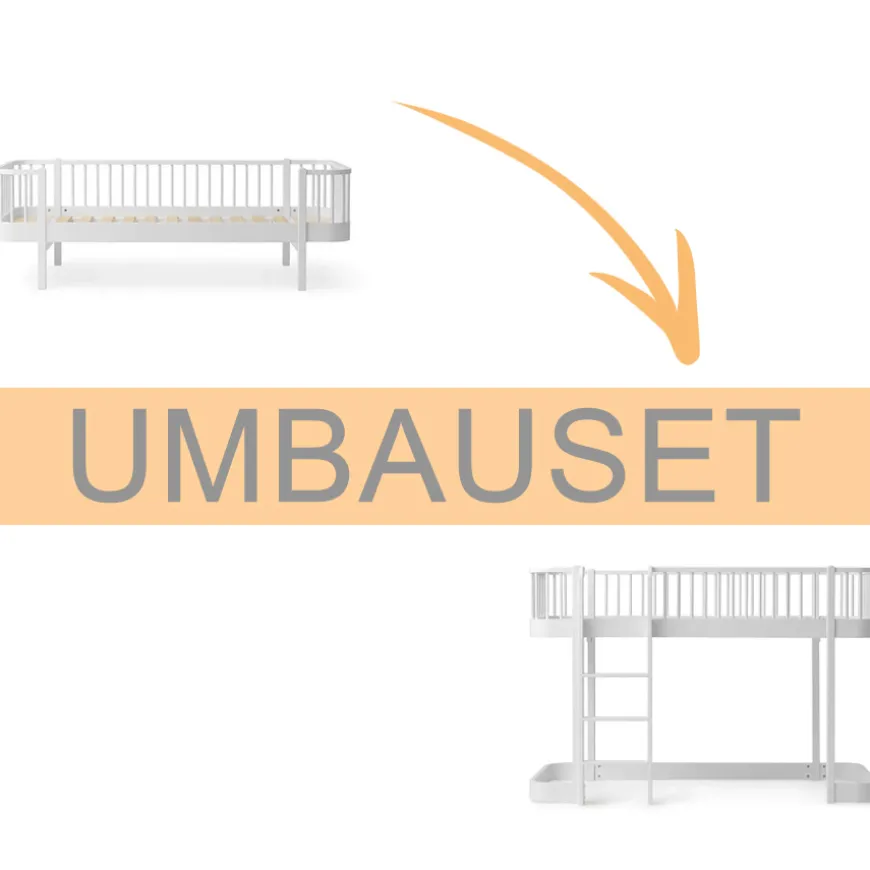 Oliver Furniture Umbauset Wood Original Bettsofa zum halbhohen Hochbett 138 cm weiu00df