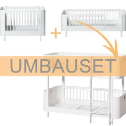 Oliver Furniture Umbauset Wood Mini+ Basic und Geschwisterset zum halbhohen Etagenbett Weiu00df