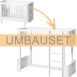 Oliver Furniture Umbauset fu00fcr Baby- und Kinderbett Wood Mini+ zum halbhohen Hochbett Weiu00df