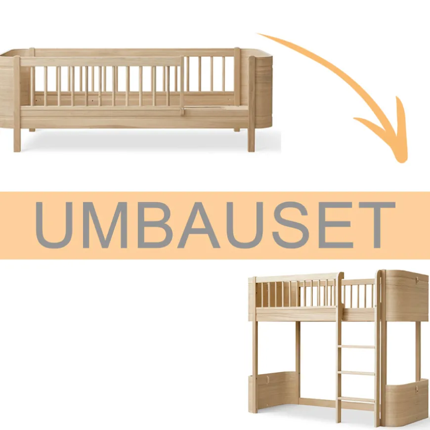 Oliver Furniture Umbauset Wood Mini+ Juniorbett zum halbhohen Hochbett Eiche