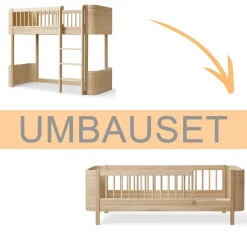 Oliver Furniture Umbauset Wood Mini+ halbhohes Hochbett zum Juniorbett Eiche
