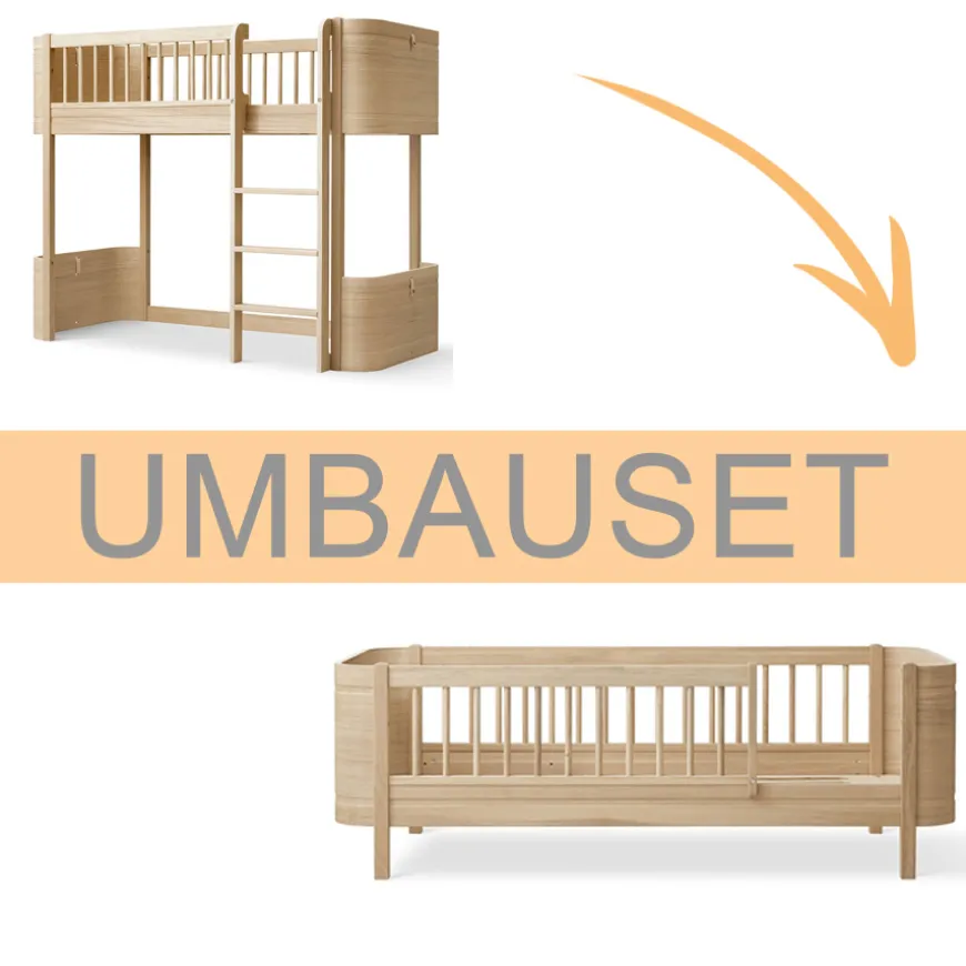 Oliver Furniture Umbauset Wood Mini+ halbhohes Hochbett zum Juniorbett Eiche
