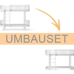Oliver Furniture Umbauset Wood Original Etagenbett zum halbhohen Hochbett 138 cm weiu00df