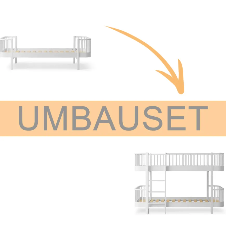 Oliver Furniture Umbauset Wood Original Einzelbett/Juniorbett zum halbhohen Etagenbett weiu00df