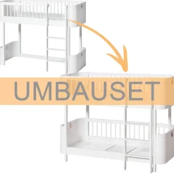 Oliver Furniture Umbauset Wood Mini+ halbhohes Hochbett zum halbhohen Etagenbett Weiu00df