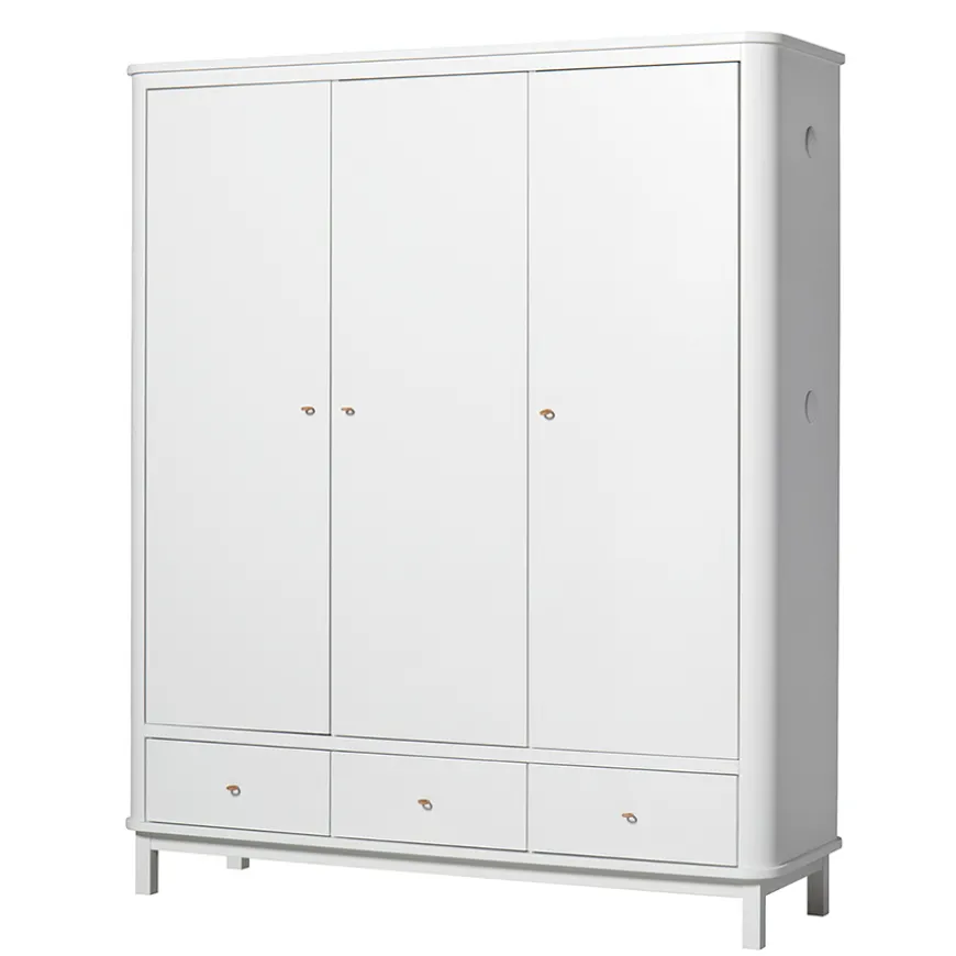 Oliver Furniture Wood Kleiderschrank 3-Tu00fcrig Weiu00df