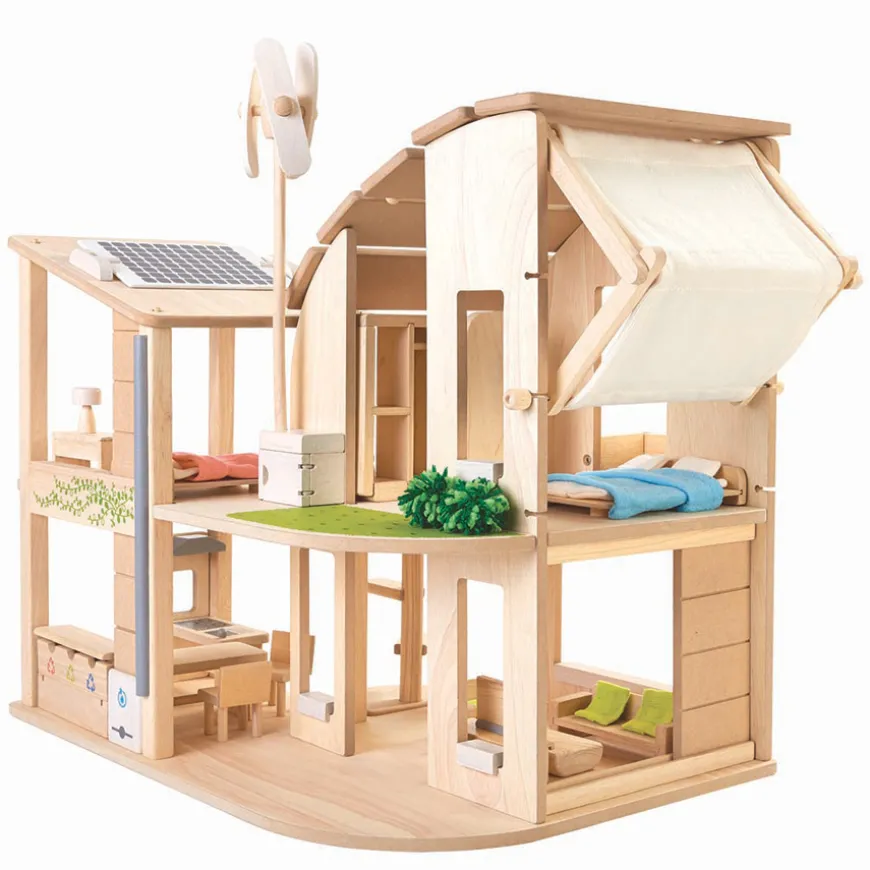 PlanToys Puppenhaus u00d6ko mu00f6bliert u2022