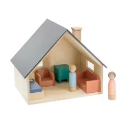 Sebra Puppenhaus mit Mu00f6beln & Puppen