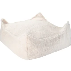 Wigiwama Pouf Ottoman Cream White Square Teddy